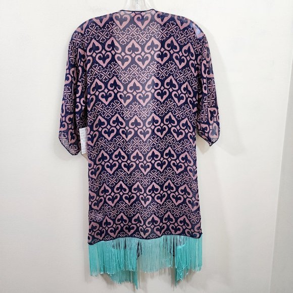 Lularoe NWT Monroe kimono coverup with fringe hemline woman's size S - Picture 3 of 9